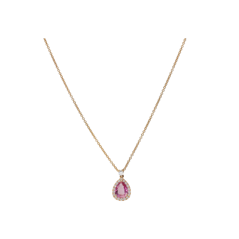 Bartorelli Italian Jewels | COLLANA IN ORO ROSA CON ZAFFIRO ROSA E DIAMANTI BIANCHI - 372-3573-C-BIS (1)