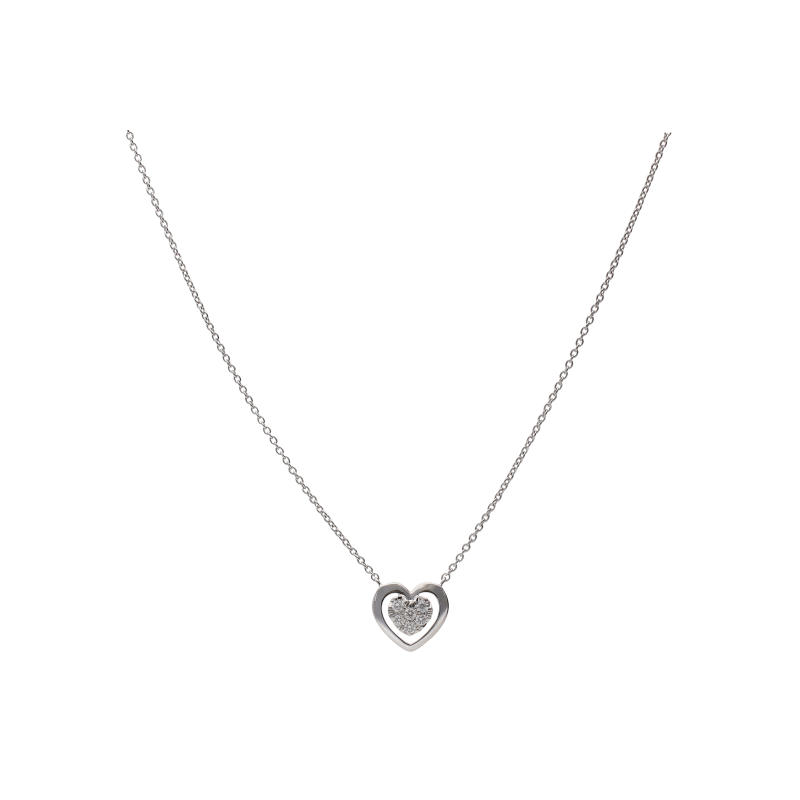 Bartorelli Italian Jewels | COLLANA IN ORO BIANCO CON CUORE PAV&Eacute; DI DIAMANTI BIANCHI - 370-XN2174 (1)