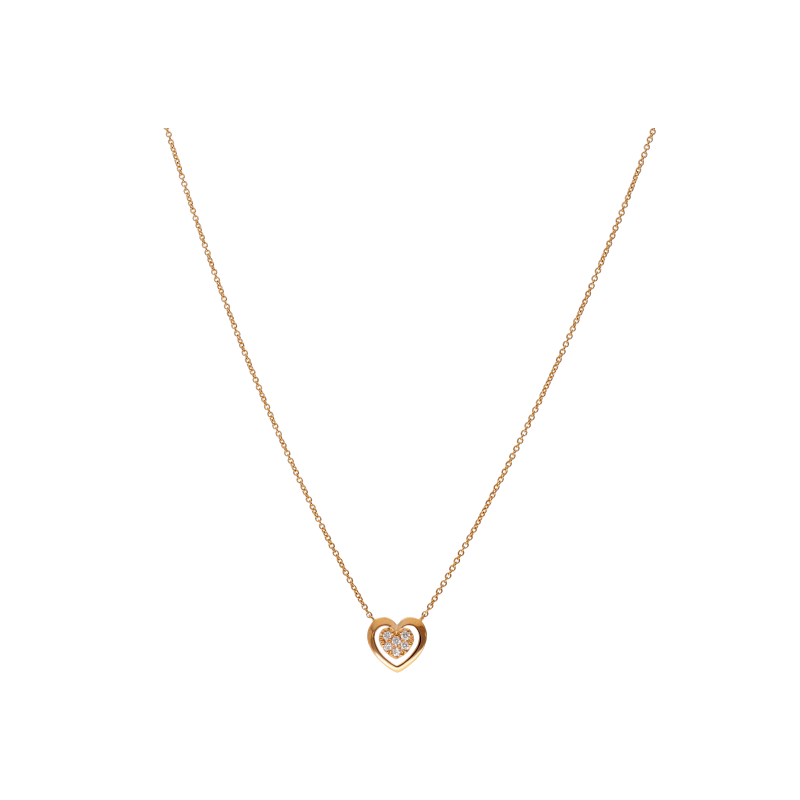Bartorelli Italian Jewels | COLLANA IN ORO ROSA CON CUORE PAV&Eacute; DI DIAMANTI BIANCHI - 370-XN2031 (1)