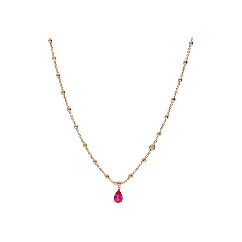 Bartorelli Italian Jewels | COLLANA IN ORO ROSA CON RUBINO E DIAMANTE BIANCO - 212-I1261COLORE (1)