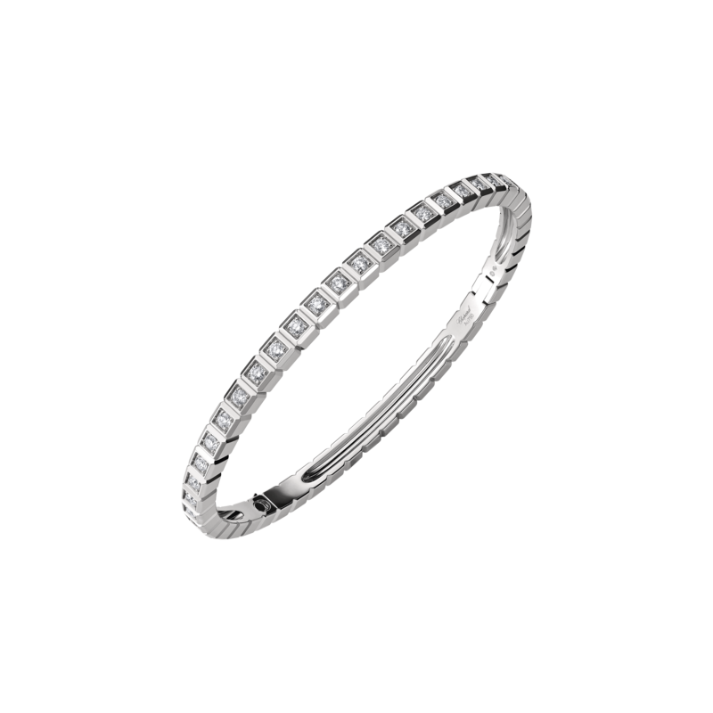 Chopard | CHOPARD - BRACCIALE GIUNCO ICE CUBE, ORO BIANCO ETICO,  SEMI-PAV&Eacute; DI DIAMANTI - 858350 (1)