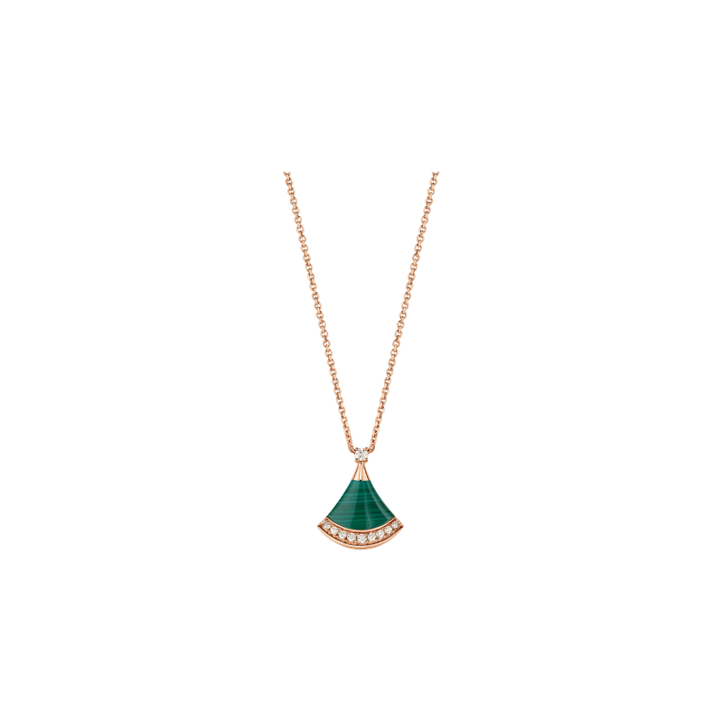 Bulgari | COLLANA DIVAS' DREAM MIN ORO ROSA CON ELEMENTO IN MALACHITE E PAV&Eacute; DI DIAMANTI - CL860210 (1)