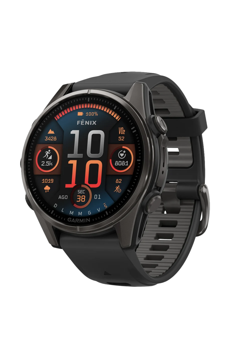 Garmin | FĒNIX&reg; 8 - 43 MM, AMOLED SAPPHIRE, TITANIO, CARBON GRAY DLC CON CINTURINO IN SILICONE BLACK/PEBBLE GREY - 010-02903-21 (1)