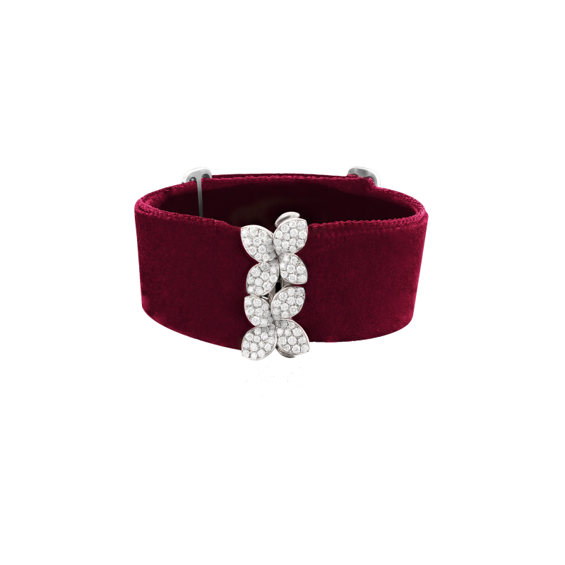 Pasquale Bruni | BRACCIALE GODDESS GARDEN IN ORO BIANCO CON DIAMANTI E CINTURINO IN VELLUTO - 16091B (1)