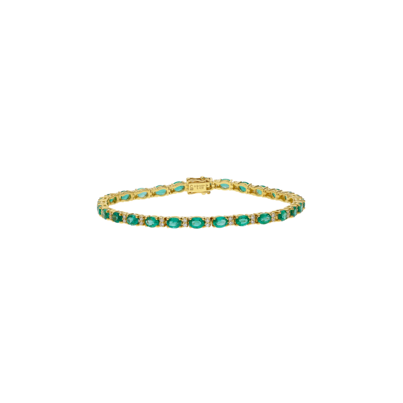 Bartorelli Italian Jewels | BRACCIALE TENNIS IN ORO GIALLO CON SMERALDI E DIAMANTI - 421-BR-OV-4-3 (1)
