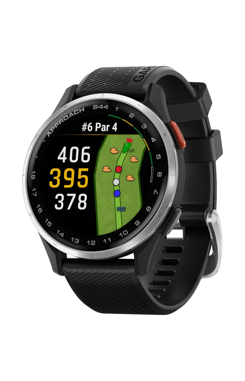 Garmin | APPROACH&reg; S44 LUNETTA SILVER ALUMINIUM CON CINTURINO BLACK IN SILICONE - 010-03009-00 (1)