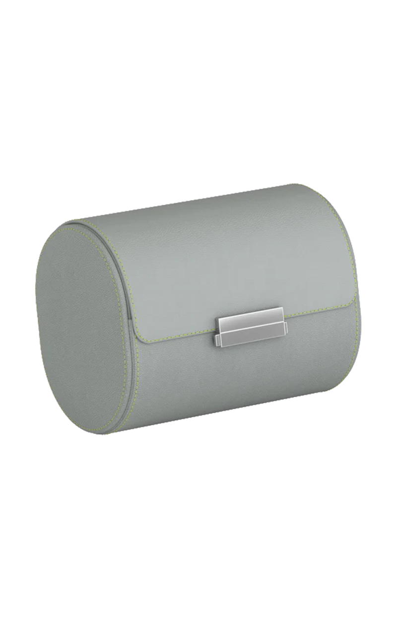 Scatola Del Tempo | POCHETTE 2 ASTUCCIO PER OROLOGI IN PELLE GRIGIO PERLA/VERDE ANICE (2)