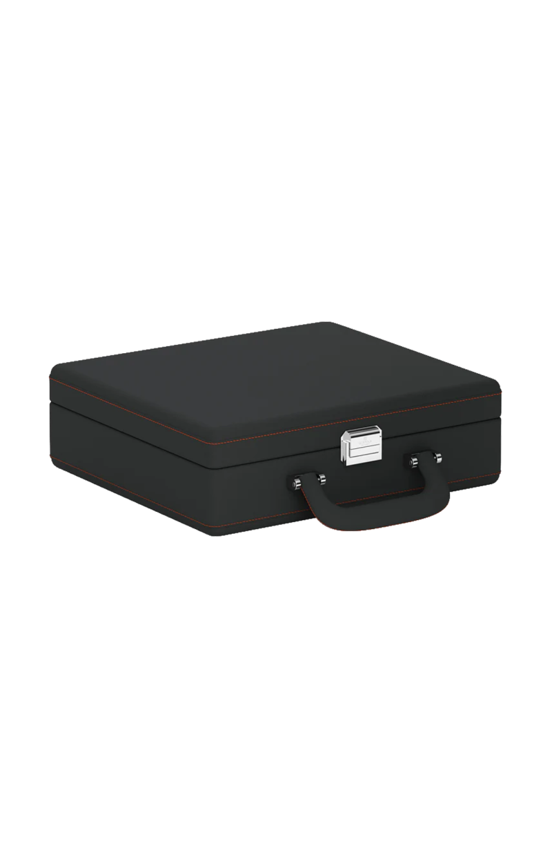 Scatola Del Tempo | VALIGETTA 8 CUSTODIA PER OROLOGI IN PELLE GRIGIO ARDESIA/ARANCIONE (2)