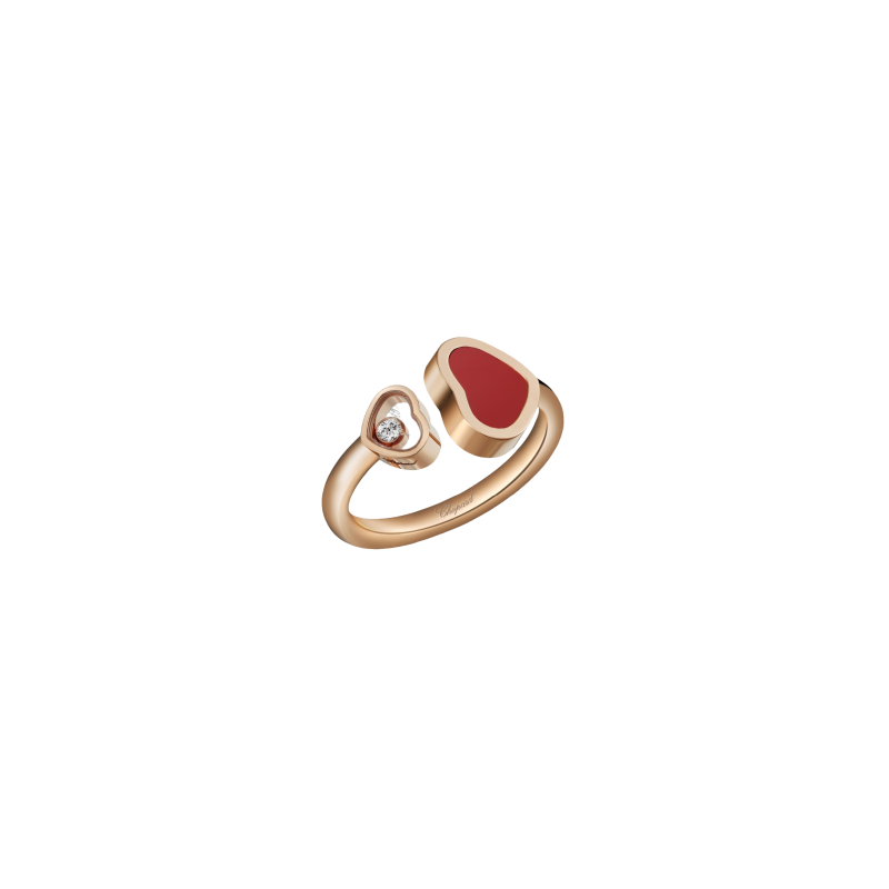 CHOPARD HAPPY HEARTS ANELLO IN ORO ROSA CON DIAMANTE E PIETRA